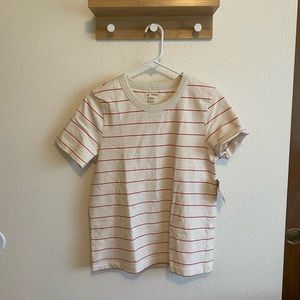 Organic Cotton Tee Cream with Red Stripes